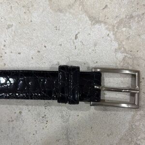 Black Croc-Embossed Leather Belt